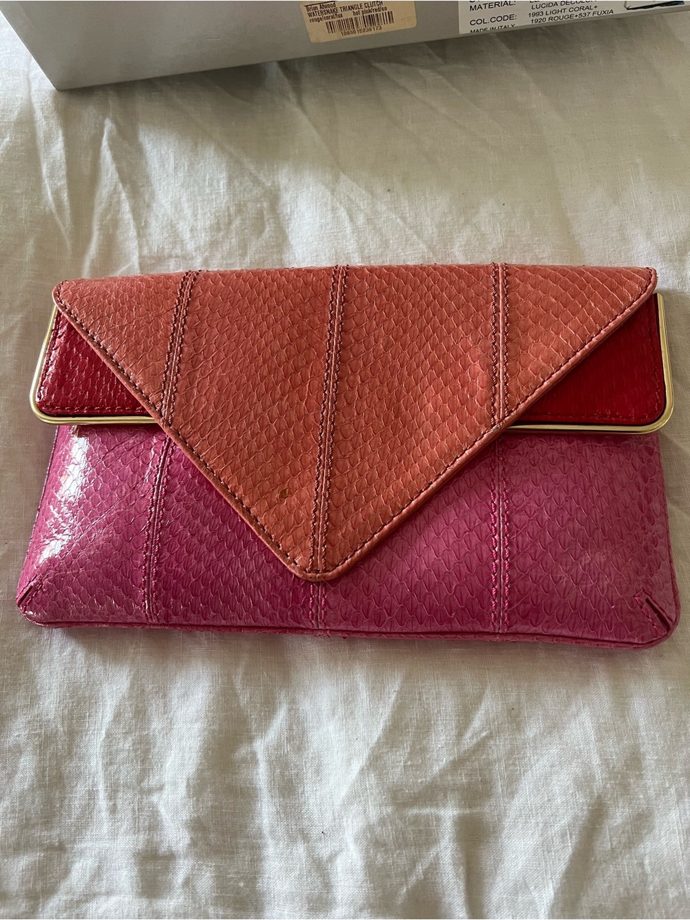 Brian Atwood Pink and Coral Envelope Clutch